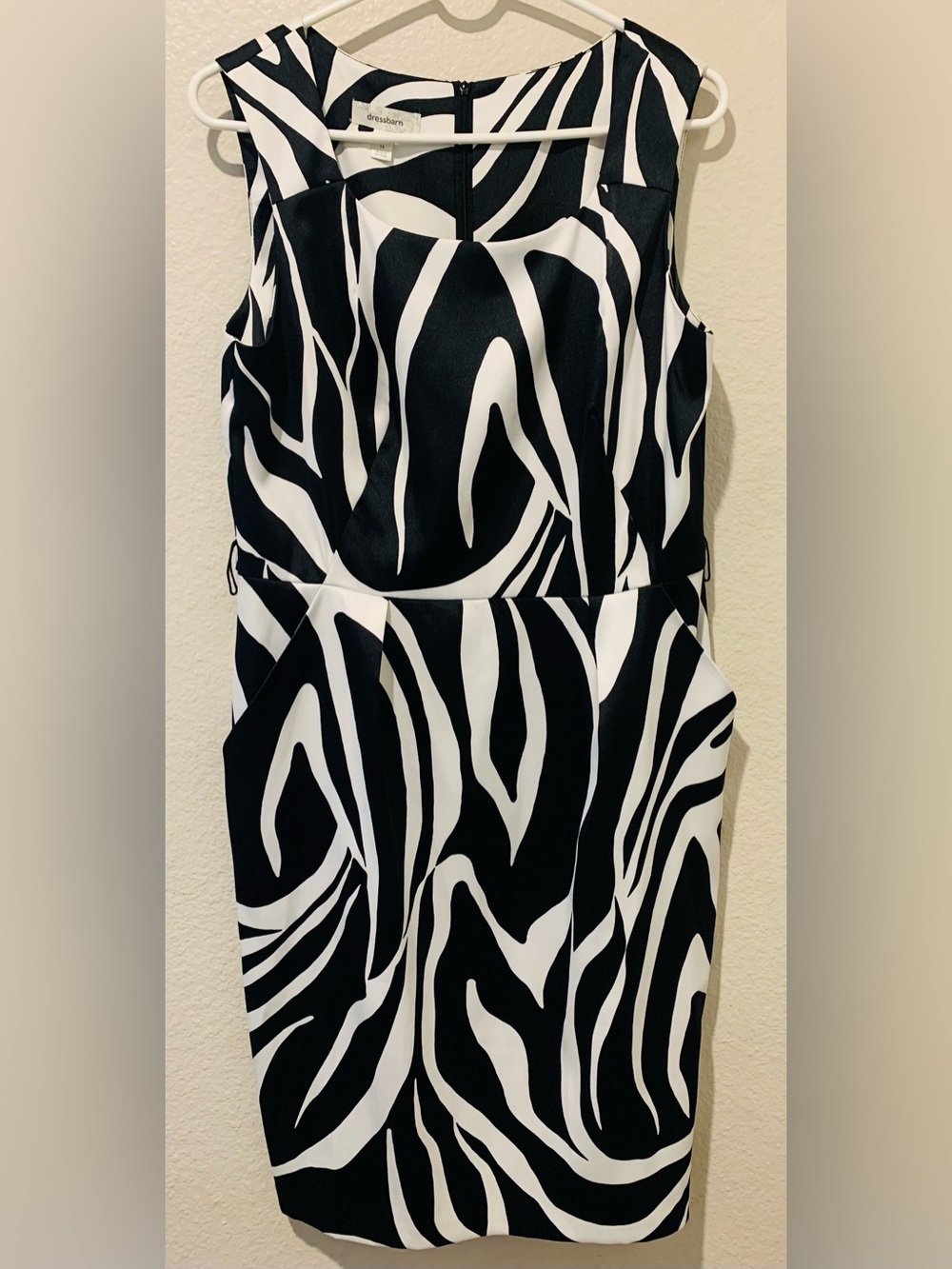 Dressbarn Black & White Zebra-Print Sleeveless Midi Dress